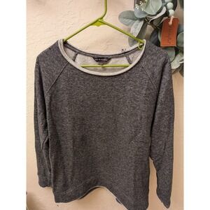 Rock & Republic Charcoal Gray Marl Raglan Sweatshirt with Shoulder Zippers XL